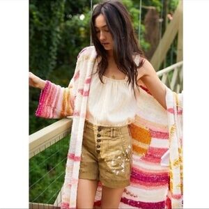 Anthropologie Daily Practice Bethany Cardigan sweater knit pink size XS S